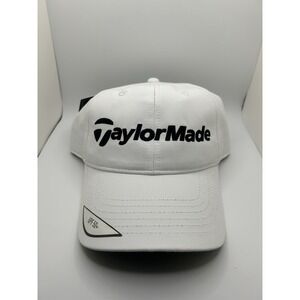 TaylorMade White Performance Golf Hat Relaxed Fit Side Logo UPF 50+ OSFA Adjust